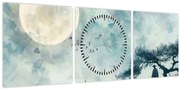 Tablou - Pictură cu lună plină (cu ceas) (90x30 cm)