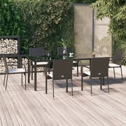 vidaXL Set mobilier de grădină cu perne, 7 piese, negru, poliratan