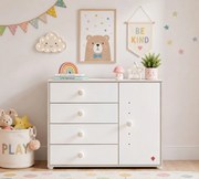 Comoda cu 4 sertare pentru copii, Colectia Montes White