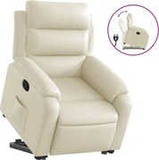 vidaXL Fotoliu rabatabil cu ridicare, crem, piele ecologică