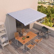 vidaXL Copertină retractabilă automat, albastru și alb, 400x350 cm