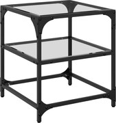 vidaXL Măsuță de cafea, blat din sticlă transparentă, 40x40x45 cm oțel