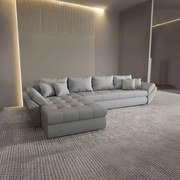 Colțar extensibil dumonde cu ladă de depozitare si sezut confortabil din spuma high-density, Loana XL Enjoy Gri 335x185 cm