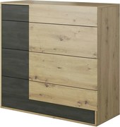 Comoda BAFRA, stejar artisan/pin negru, PAL laminat, 100x40x90 cm