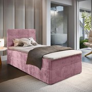 Pat tapițat boxspring GLORIEN VELVET 90x200 cm roz Saltea: Saltea cu arcuri Bonell