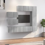 vidaXL Set dulap TV, 8 piese, gri sonoma, lemn prelucrat