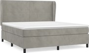 vidaXL Pat box spring cu saltea, gri deschis, 180x200 cm, catifea