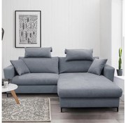 Colțar extensibil în formă de L HORTA, pe partea dreaptă, cu spațiu de depozitare, gri închis