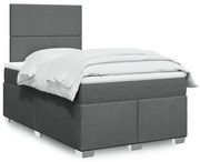 vidaXL Pat box spring cu saltea, gri închis, 120x190 cm, textil