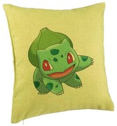 Perna Decorativa, Model copii Bulbasaur, 40x40 cm, Verde, Husa Detasabila, Burduf