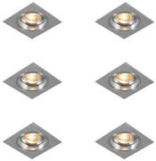 Set de 6 spoturi încastrate pătrate din aluminiu reglabile - Chuck