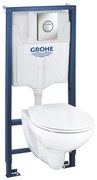 Set rezervor WC Grohe Solido 4 in 1 si clapeta crom Sail plus vas WC Bau Ceramic cu capac softclose