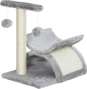 PawHut Ansamblu Pisici Copac Plus Ascuțire Unghii Stâlp Sisal Cusca 2 Mingii 40x30x43cm Gri | Aosom Romania