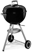Gratar pe carbuni Weber Classic Kettle 1241304, 47 cm, Otel emailat, Reglare flux aer, 2 roti, 2 manere reci, Termometru, Negru