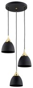 Lustra cu 3 pendule design modern Murano negru, alama 30cm