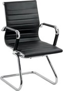 Scaun vizitator negru OFF 806 din piele ecologică și cadru cromat tip sanie