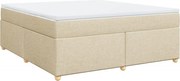 vidaXL Pat continental cu saltea, crem, 180x200 cm, textil