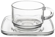 Orion Set de căni de sticlă cu farfurii Cozy 6buc, 0,27 ml, 270 ml