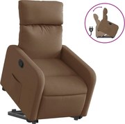 vidaXL Fotoliu rabatabil cu ridicare pe verticală, maro, textil