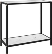 vidaXL Masă consolă, alb, 80 x 35 x 75 cm, sticlă securizată
