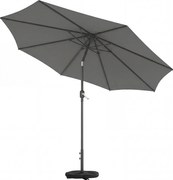 Outsunny Umbrelă 3x3 m cu Bază, Sac de Nisip, Manivelă, Gri Închis | Aosom Romania
