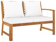 vidaXL Bancă de grădină, perne crem, 114,5 cm, lemn masiv de acacia