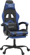 vidaXL Scaun de gaming cu suport picioare, negru/albastru, piele eco