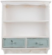 Etajera de perete, alba, din lemn masiv, aspect vintage, Amandine