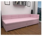 Pat tapițat AMSTERDAM 90x200 cm, cu tăblie reversibilă și spațiu de depozitare, roz