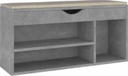 vidaXL Bancă pantofar cu pernă gri beton 104x30x49 cm, lemn prelucrat