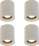 Set de 4 spoturi rustice de tavan beton rotund - Deep