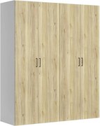 Dressing FLEX, alb/stejar, PAL, cu 4 usi, 200x66x240 cm