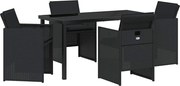 vidaXL Set de masă pentru grădină 5 pcs Negru poliratan
