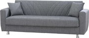 Canapea extensibila Ernest, 3 locuri, material textil, gri, lada depozitare