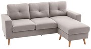 HOMCOM Canapea colțar în material textil de lin, 193 cm formă L, design scandinav pentru living, apartament, spațiu mic, gri deschis | Aosom Romania