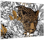 Tablou - Leopard între flori (70x50 cm)