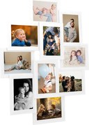 vidaXL Ramă foto colaj, alb, 10 x foto (10x15 cm), MDF