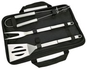 Set 3 ustensile gratar din inox HouseXL BBQ, Cu geanta transport inclusa, Cleste, Spatula si Furculita gratar