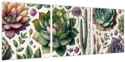 Tablou - Plante suculente (cu ceas) (90x30 cm)