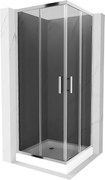 Mexen Rio cabină de duș pătrată 70 x 70 cm, grafit, crom + cadă Rio, alb - 860-070-070-01-40-4510