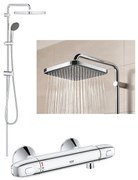 Coloana dus Grohe Vitalio palarie patrata 25 cm, baterie cabina dus termostat Grohtherm 1000 (34143003 ,26698000)