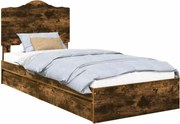 vidaXL Pat cu storage Stejar fumuriu 100 x 200 cm Lemn compozit