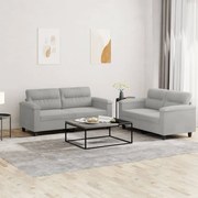 vidaXL Set de canapele cu perne, 2 piese, gri deschis, microfibră