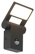 Aplică de perete exterioară antracit cu LED IP54 cu senzor de mișcare - Zane