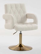 HR8404N Scaun Crem Boucle cu Bază Aurie