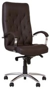 Scaun de birou HAVANA STEEL CHROME, mecanism Multiblock, Brun inchis, piele ecologica