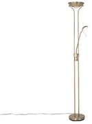 Lampă de podea modernă bronz cu lampă de citit incluzând LED dim to warm - Diva