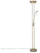 Lampă de podea modernă bronz cu lampă de citit incluzând LED dim to warm - Diva