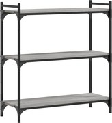vidaXL Bibliotecă cu 3 niveluri gri sonoma 80x30x86 cm, lemn prelucrat