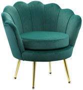 Fotoliu Vintage HOMCOM cu Design din Catifea Verde Fotoliu de Dormitor cu Spatar Inalt 75x63x73cm | Aosom RO